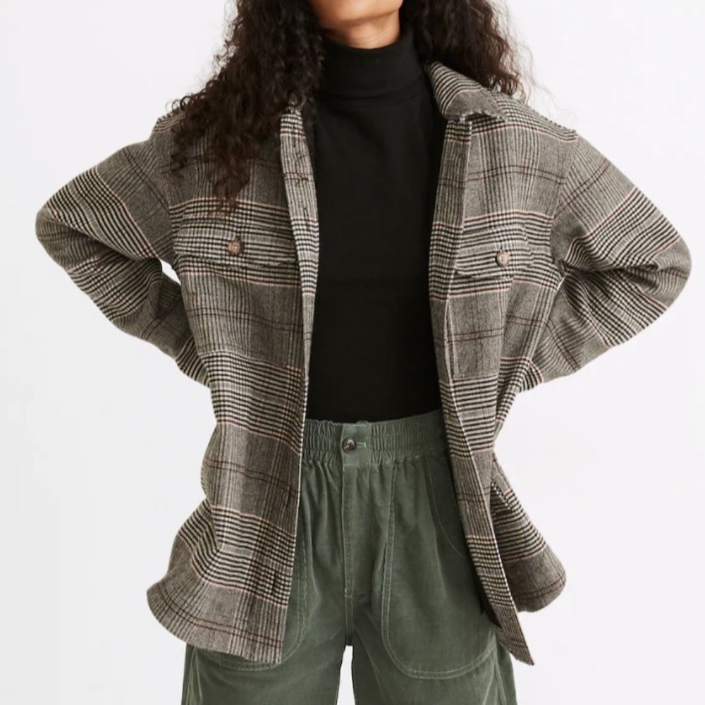 Madewell Bonded Shirt-Jacket in Cohancy Plaid
